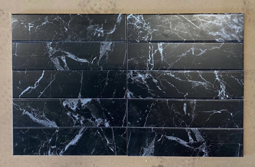 Carrara Handvorm Zwart Mat 7,5 x 30